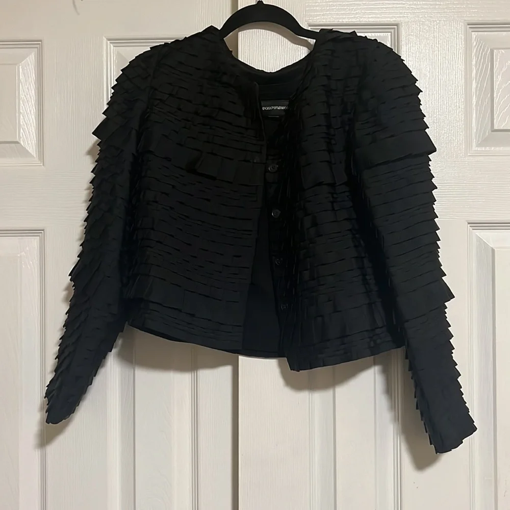 Emporio Armani Vintage Ruffle Trim Blazer - Picture 2 of 6